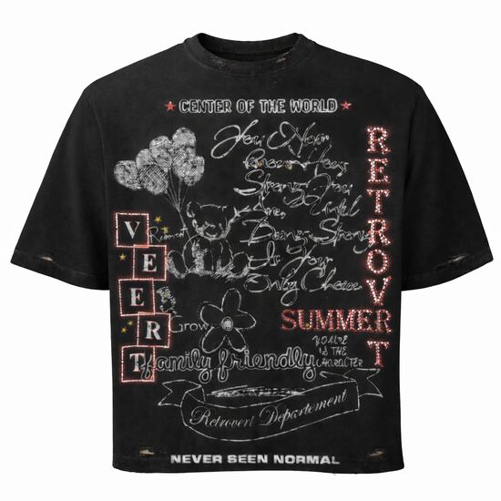 Rhinestone Teddy T-Shirt - black