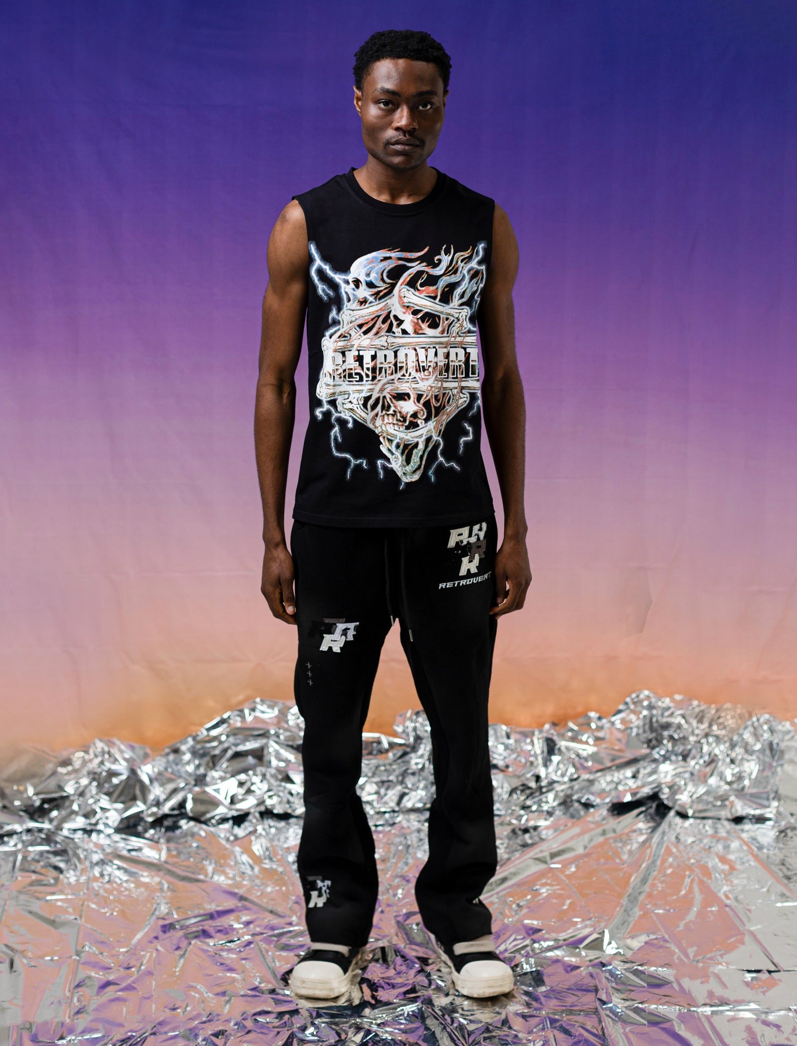 BLUE SKULL SHIRT CUT-OFF
