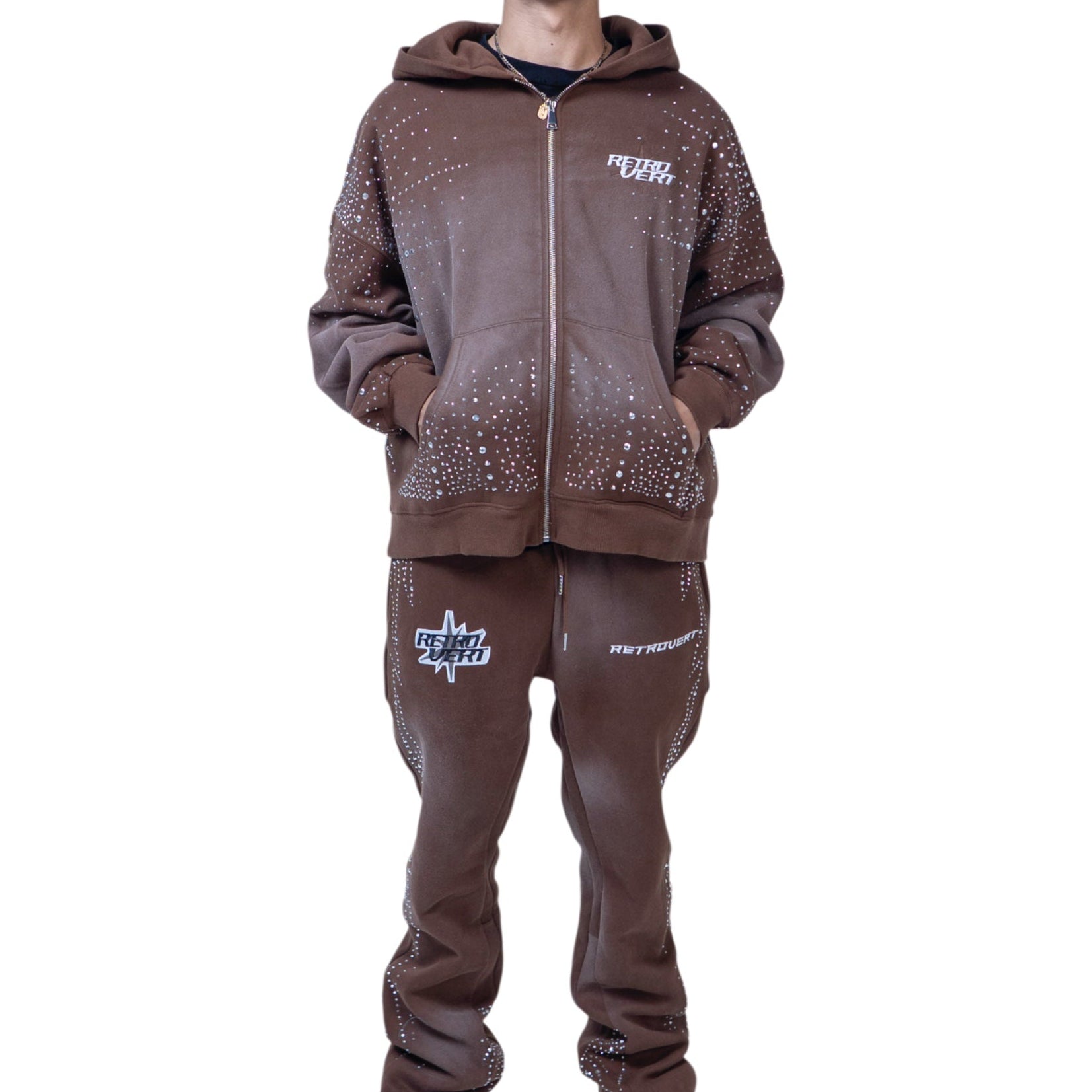Infinity Rhinestone Pants - Brown