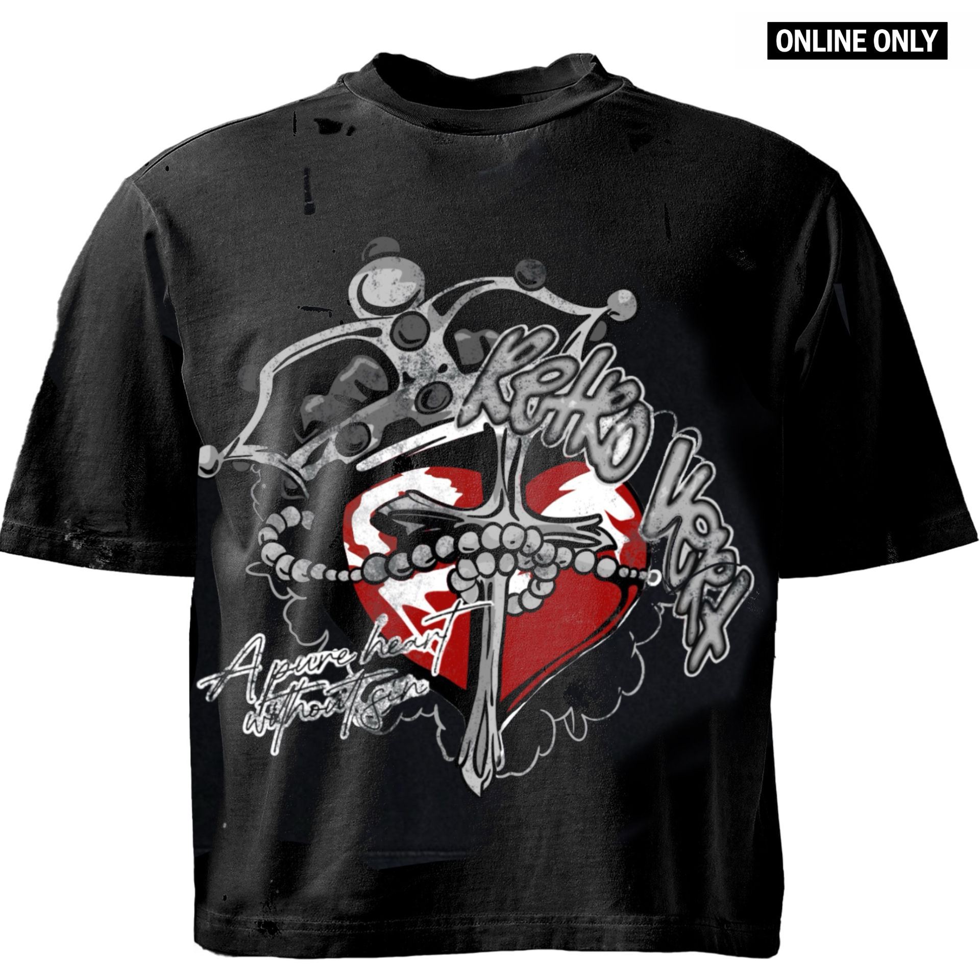 Heart Chain Tee  - Black