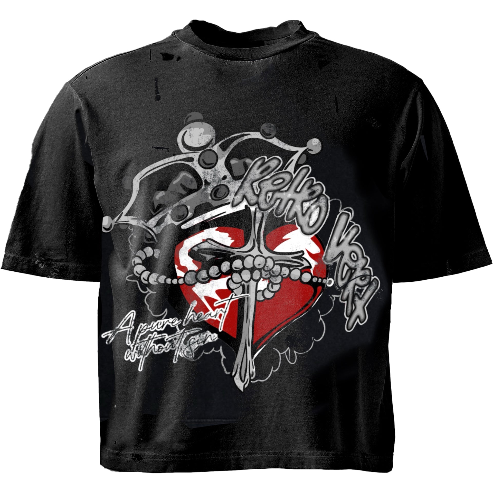 Heart Chain Tee  - Black