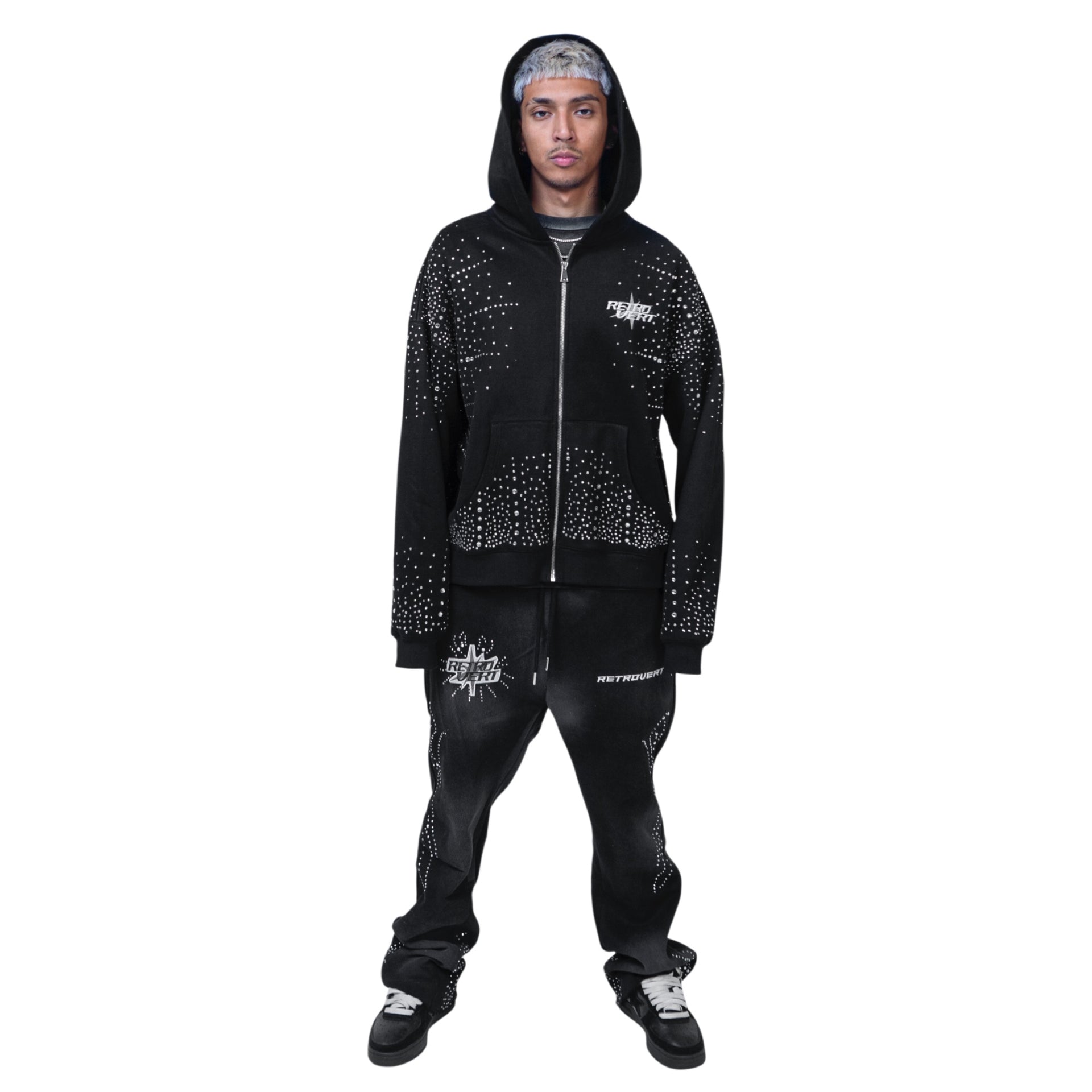 Infinity Rhinestone Pants - Black