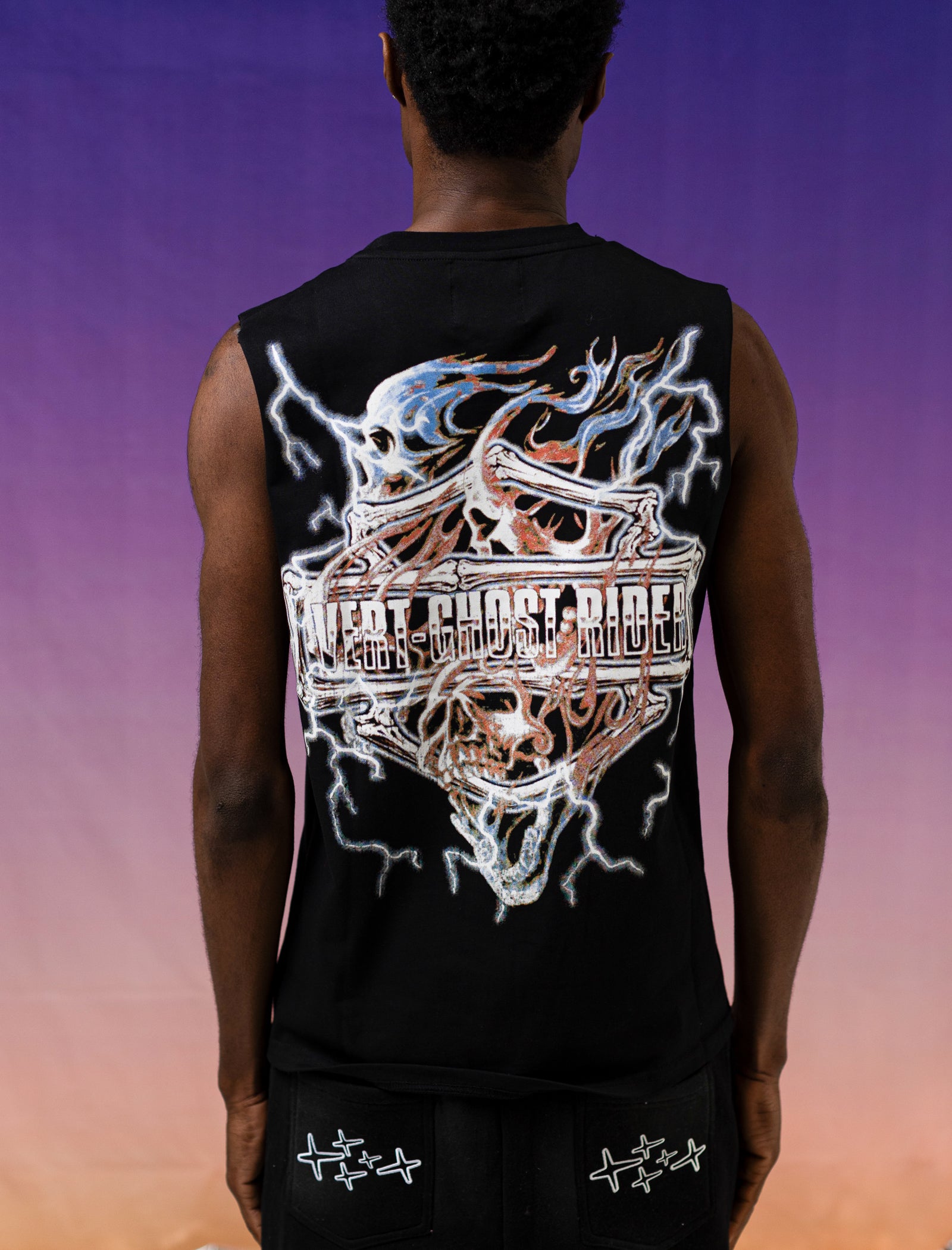 BLUE SKULL SHIRT CUT-OFF