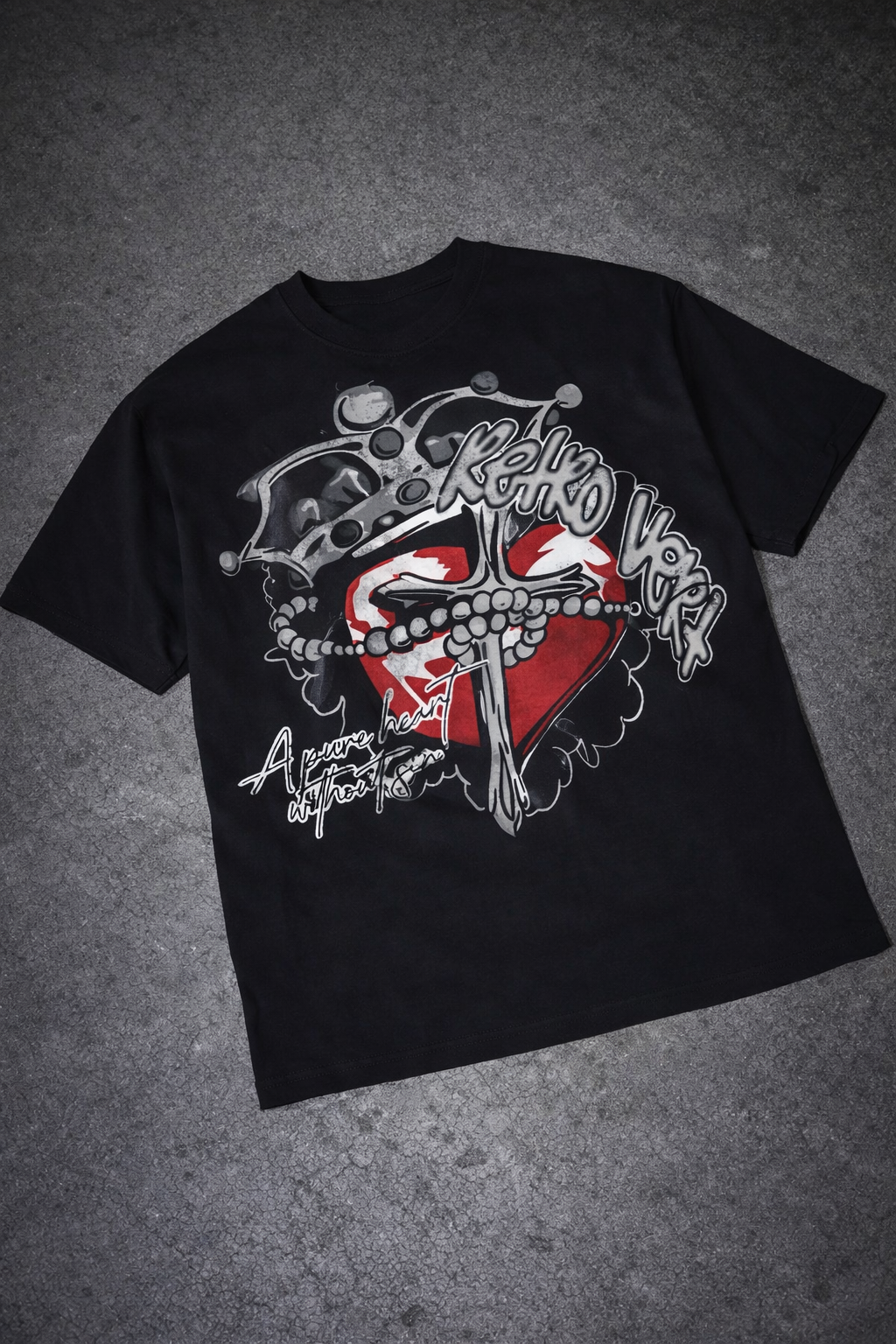 Heart Chain Tee  - Black