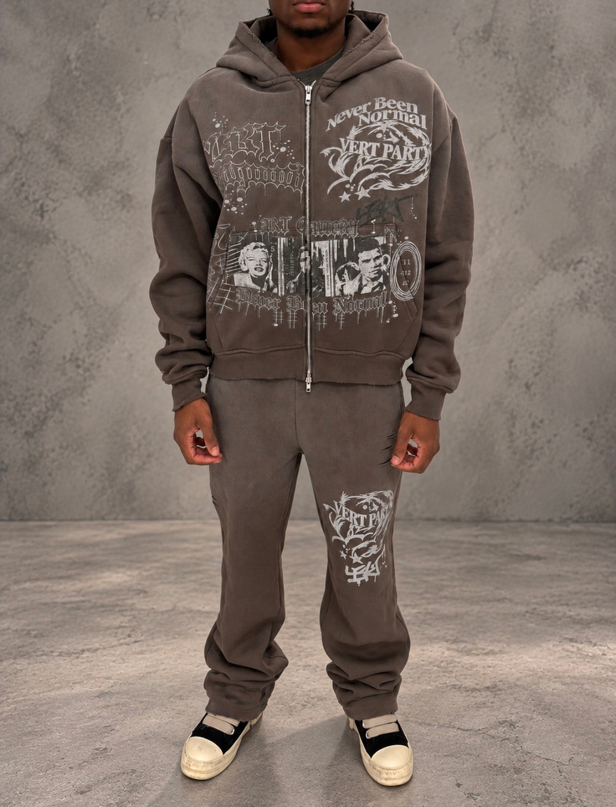 Vert Party Zip Up Hoodie - Grey