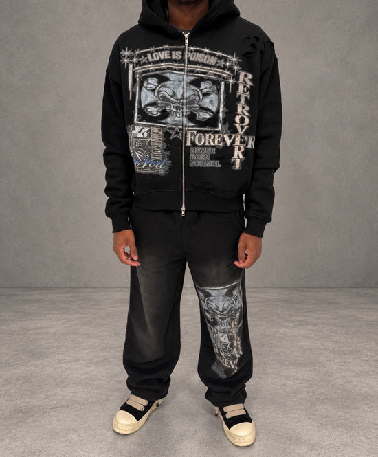 Forever Zip Hoodie - Black