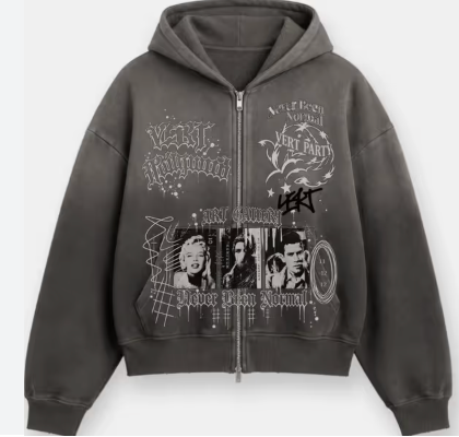 Vert Party Zip Up Hoodie - Grey