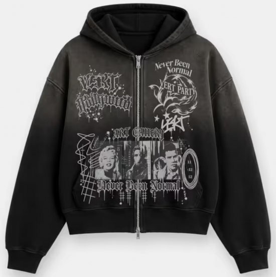 Vert Party Zip Up Hoodie - Black