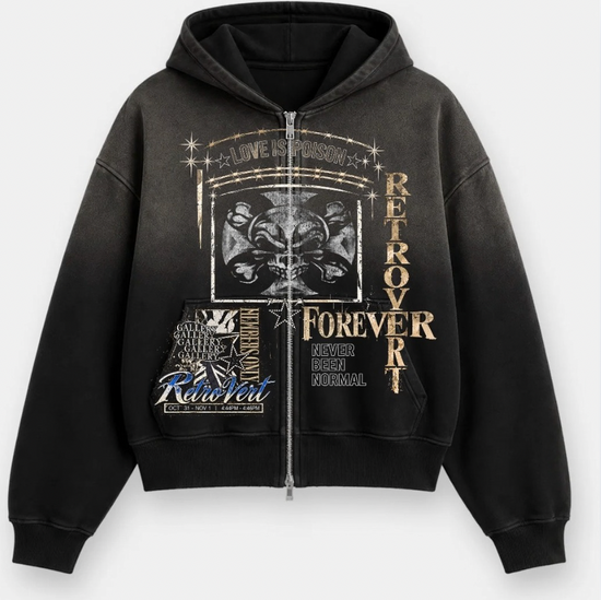 Forever Zip Hoodie - Black