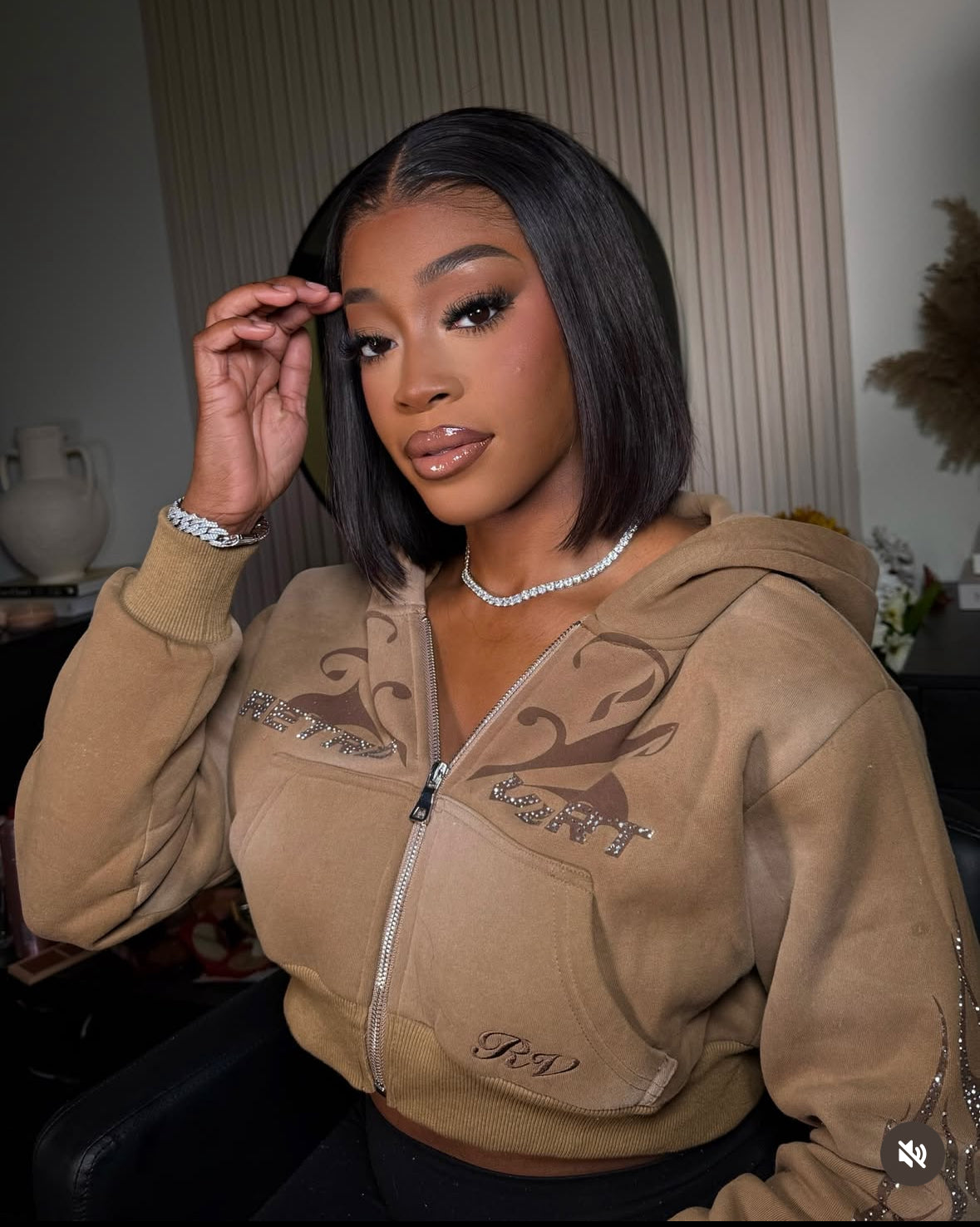 RETRO DISTRESSED CROPPED ZIP HOODIE SAND